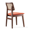 Modern solid Wood Rattan Back Upholstered Restaurant chair